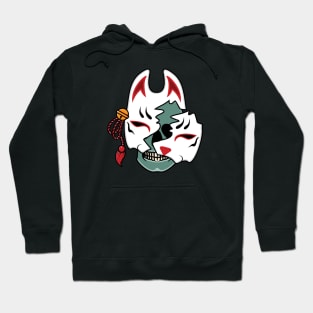 Japanese kitsune mask with skull Hoodie